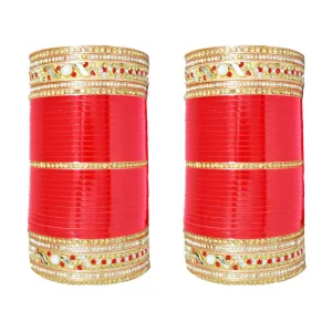 Wedding Look Red and Gold Plastic Chuda for Women