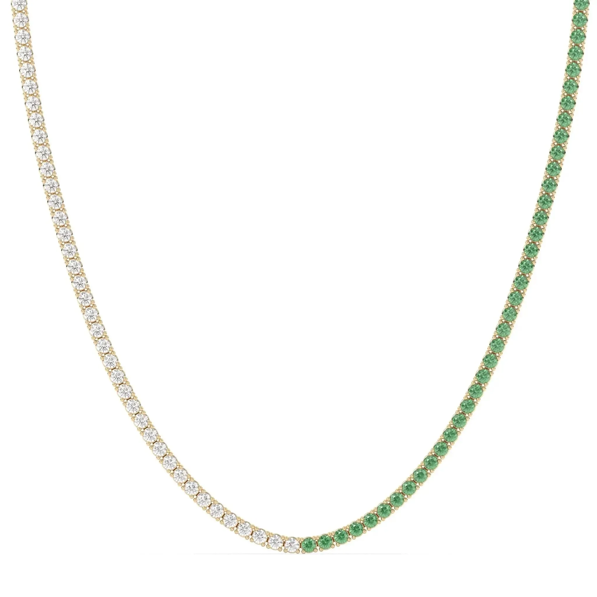 White & Green Topaz Tennis Necklace