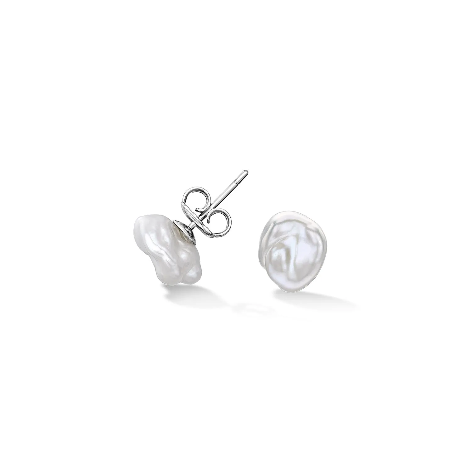 White Keshi Pearl Studs