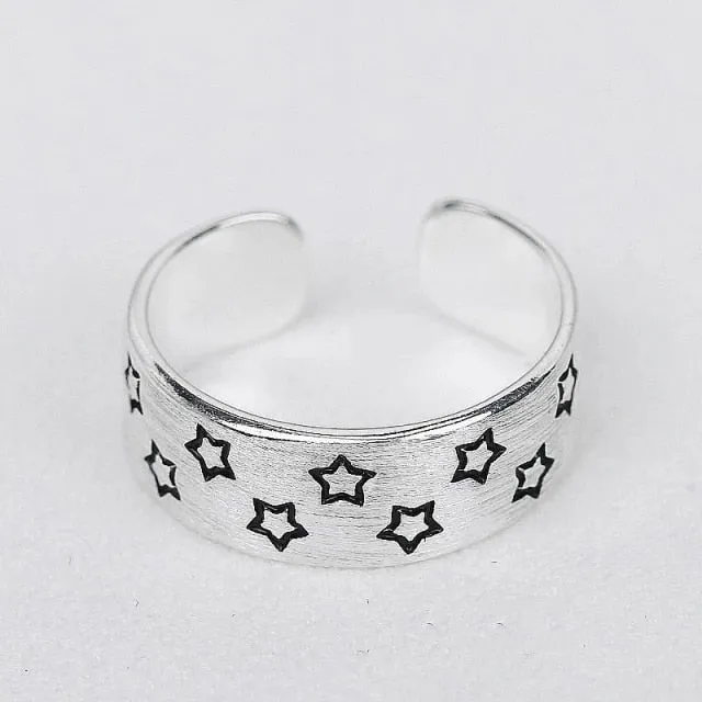 XIYANIKE 925 Sterling Silver 2021 New Vintage Geometry Star Thai Silver Open Rings for Women Party Jewelry Gifts Anillos Mujer