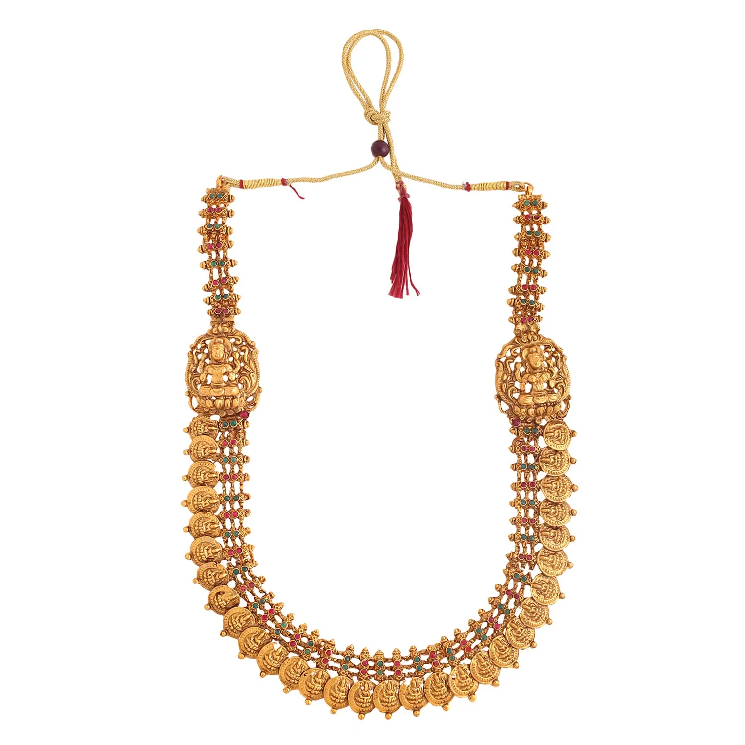 Yellow Chimes Jewellery Set for Women and Girls Temple Jewellery Set | Gold Plated Coin Designed Temple Jewellery Set | Birthday Gift for girls and women Anniversary Gift for Wife