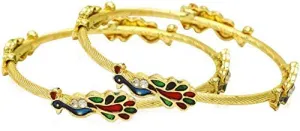 Yellow Chimes Of 2 PCS Exclusive Latest Meenakari Crafted Traditional Bangles For Women And Girls (2.6)