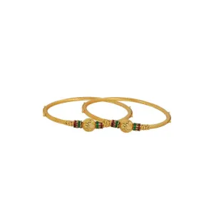 Yellow Chimes Of 2 PCS Exclusive Latest Meenakari Touch Traditional Bangles For Women And Girls (2.4)