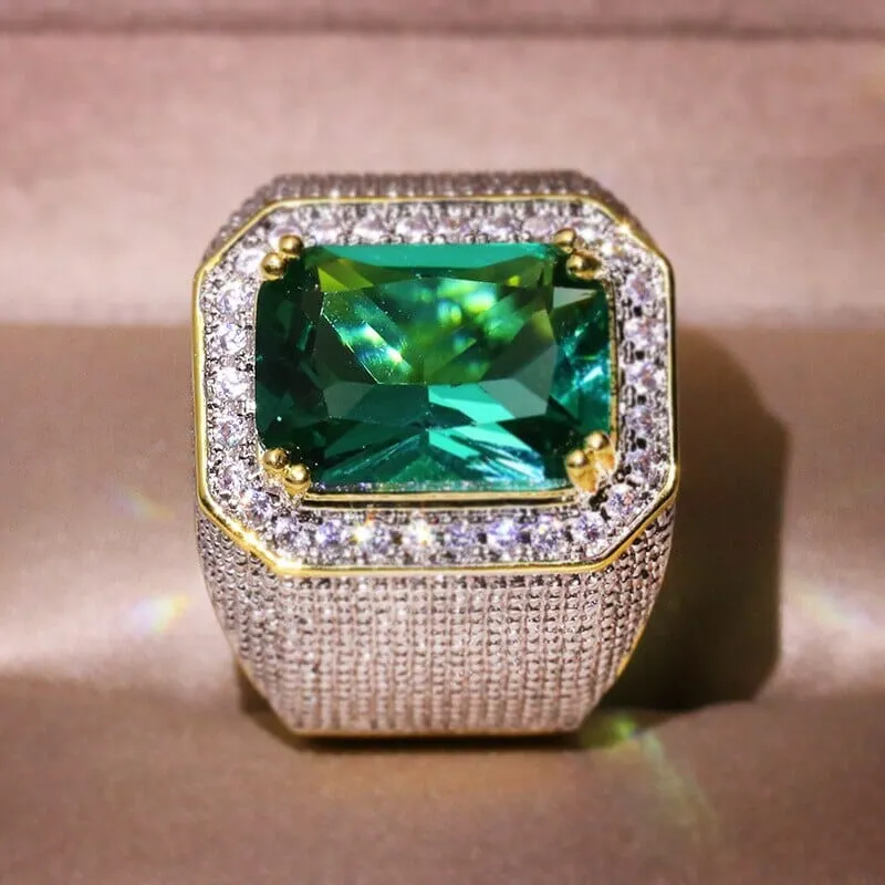 Yellow Gold Square Cut Emerald Ring