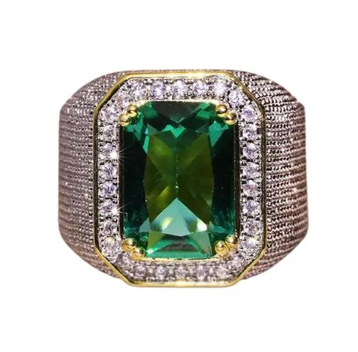 Yellow Gold Square Cut Emerald Ring