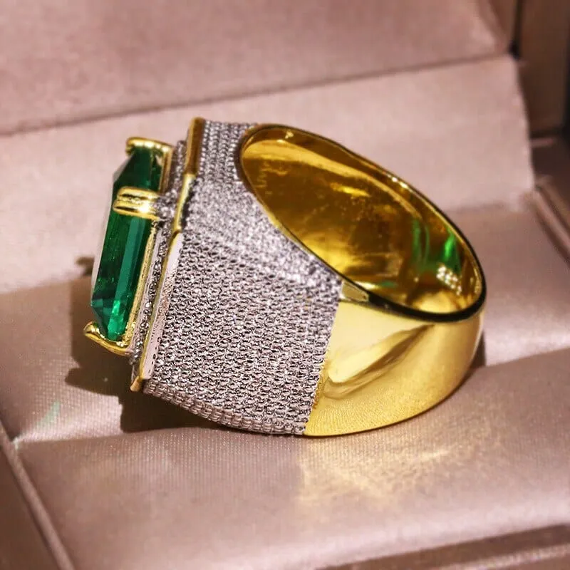 Yellow Gold Square Cut Emerald Ring