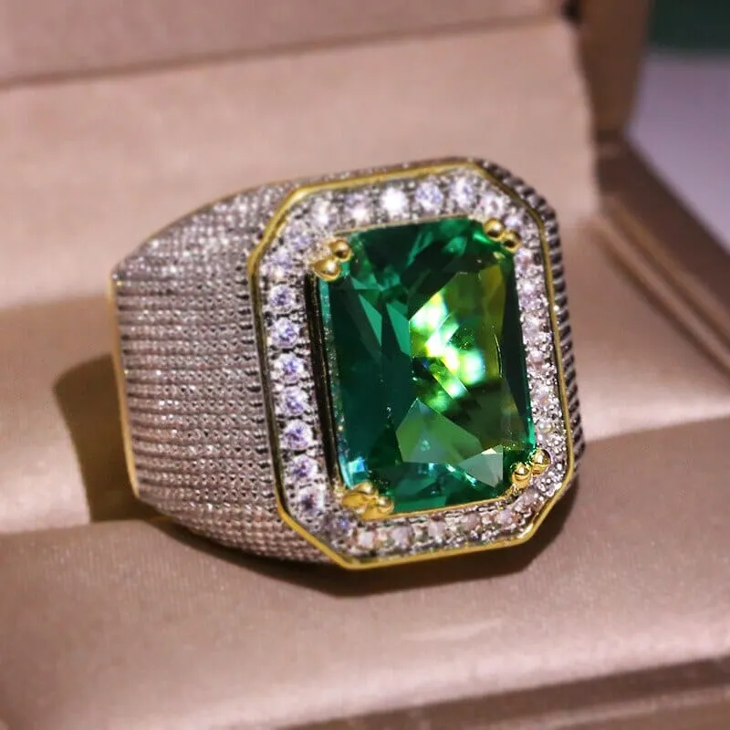 Yellow Gold Square Cut Emerald Ring