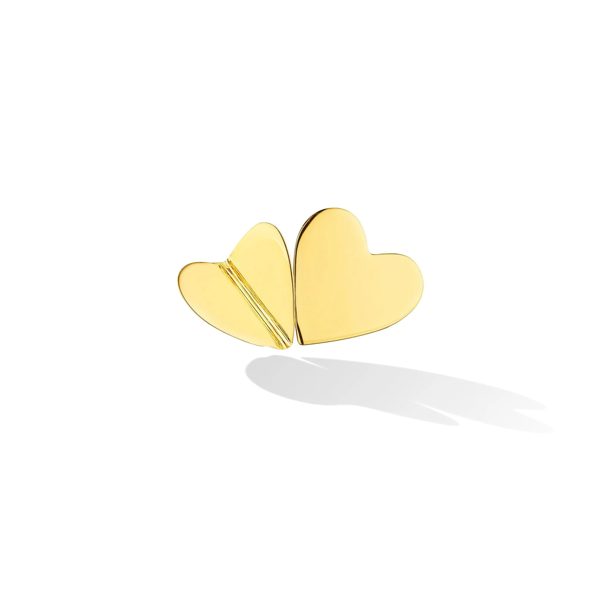 Yellow Gold Wings of Love Double Heart Ring