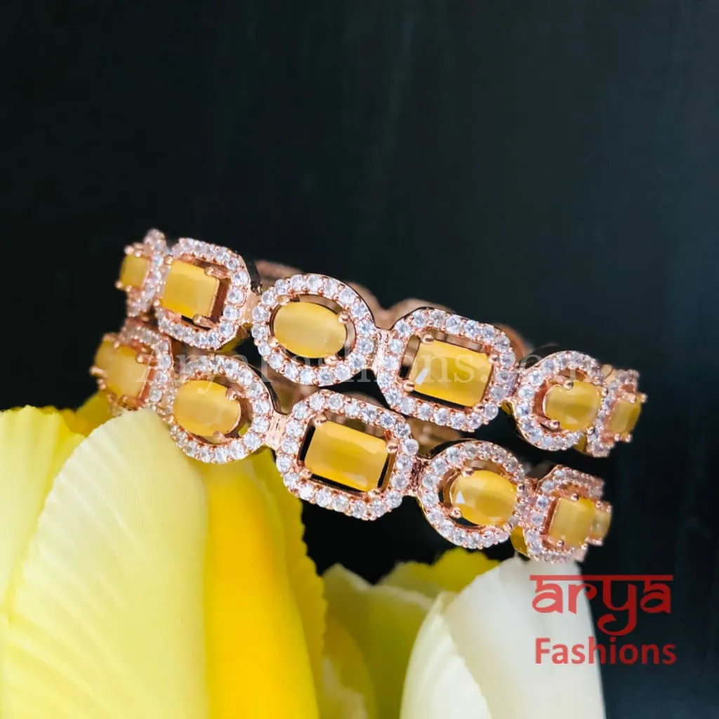 Yellow Rose Gold CZ Bangles