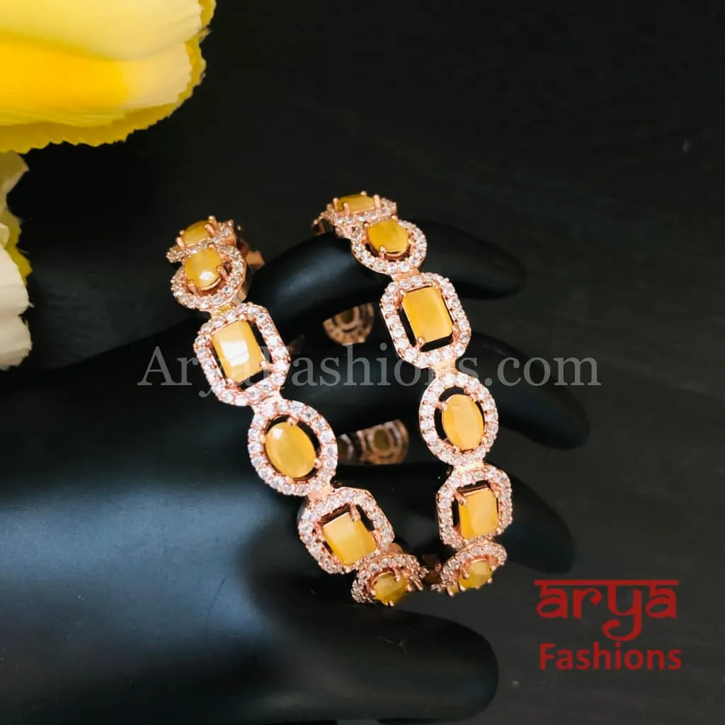 Yellow Rose Gold CZ Bangles