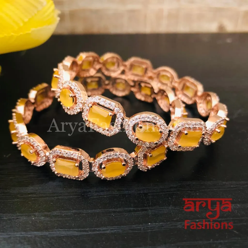 Yellow Rose Gold CZ Bangles