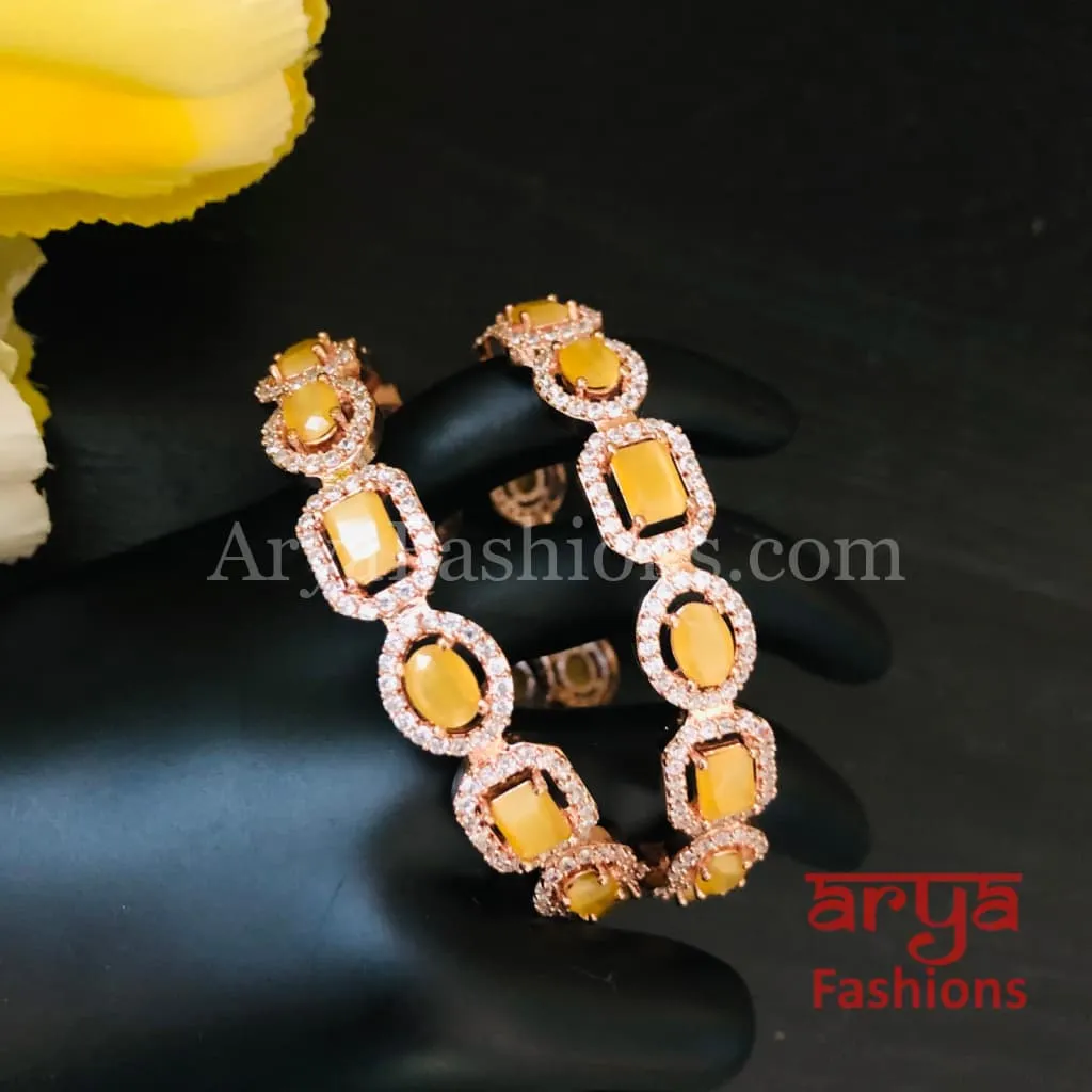 Yellow Rose Gold CZ Bangles