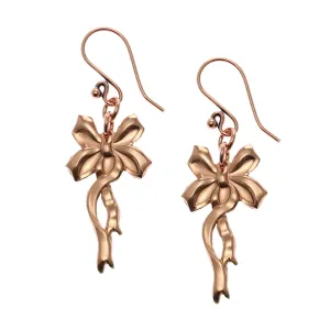 Yuletide Ribbon Copper Dangle Earrings