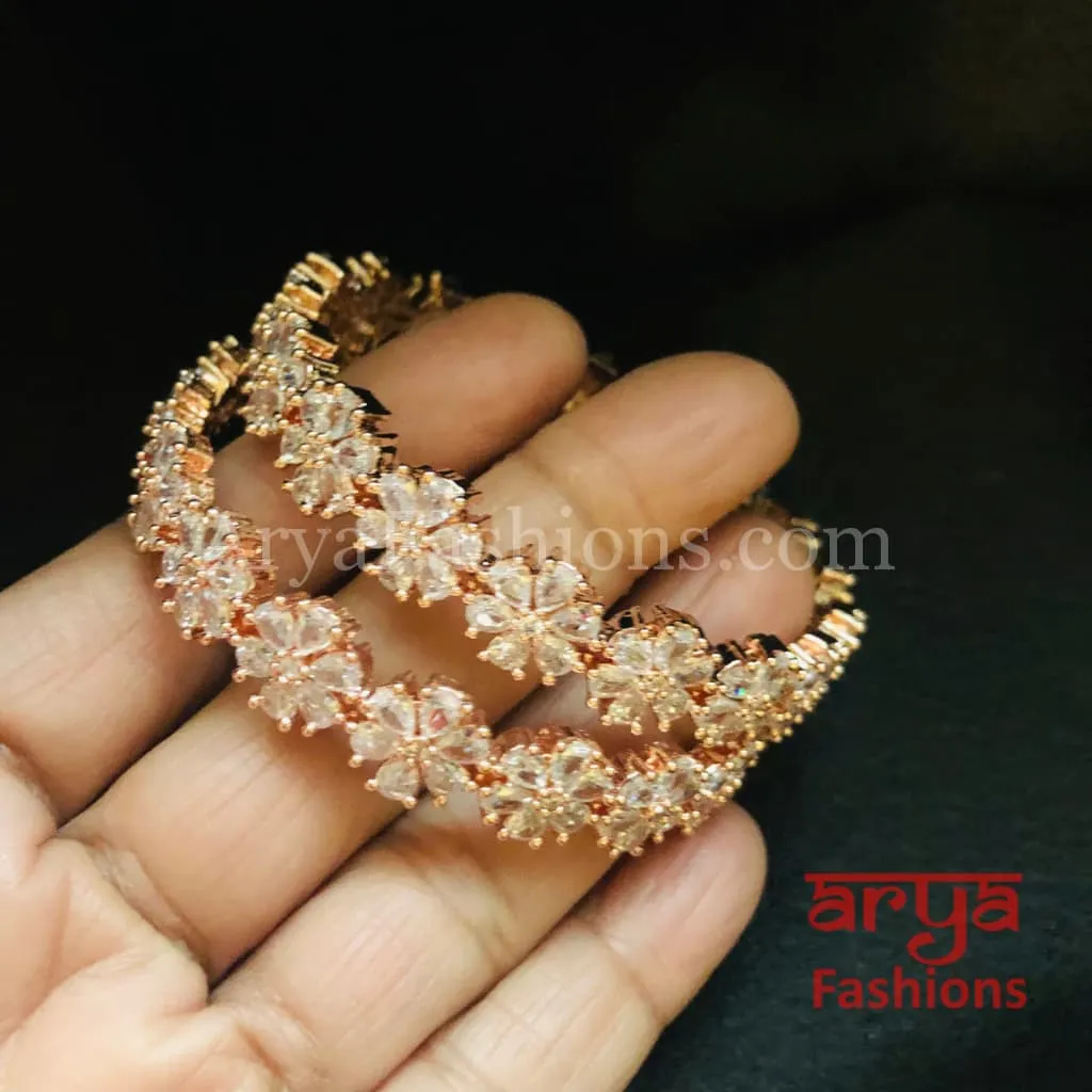 Zunisha Rose Gold Cubic Zirconia Designer Bangles