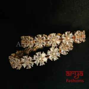 Zunisha Rose Gold Cubic Zirconia Designer Bangles